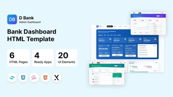 DBank - Banking & Finance Admin Dashboard HTML Template | Tailwind CSS