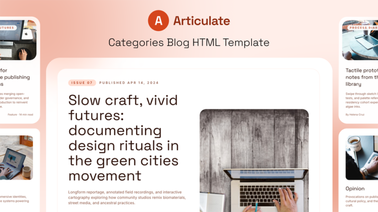 Articulate – Responsive Blog HTML Tailwind CSS Template - Premium Template