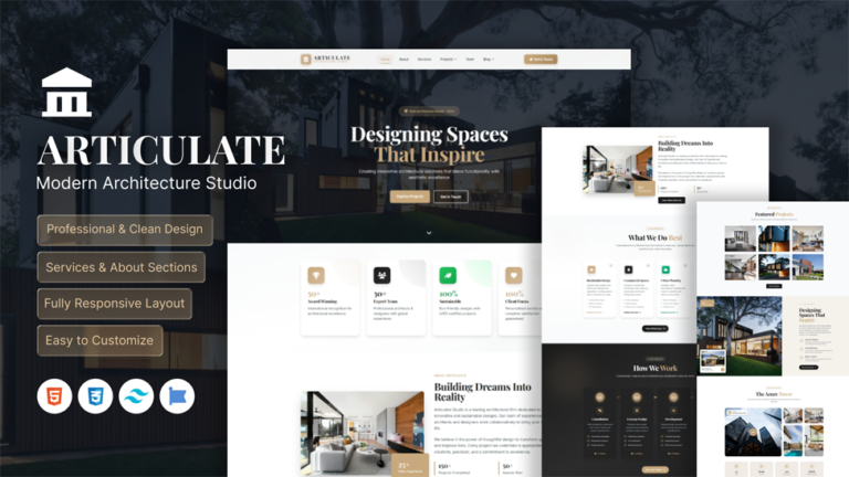 Arculate – Architecture Studio HTML Template - Premium Template