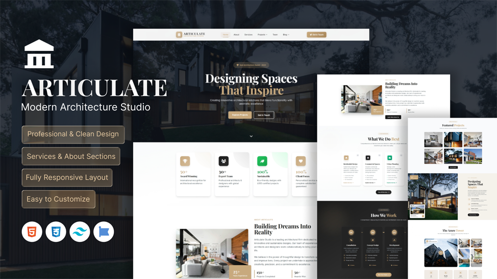 Arculate – Architecture Studio HTML Template - Premium Template