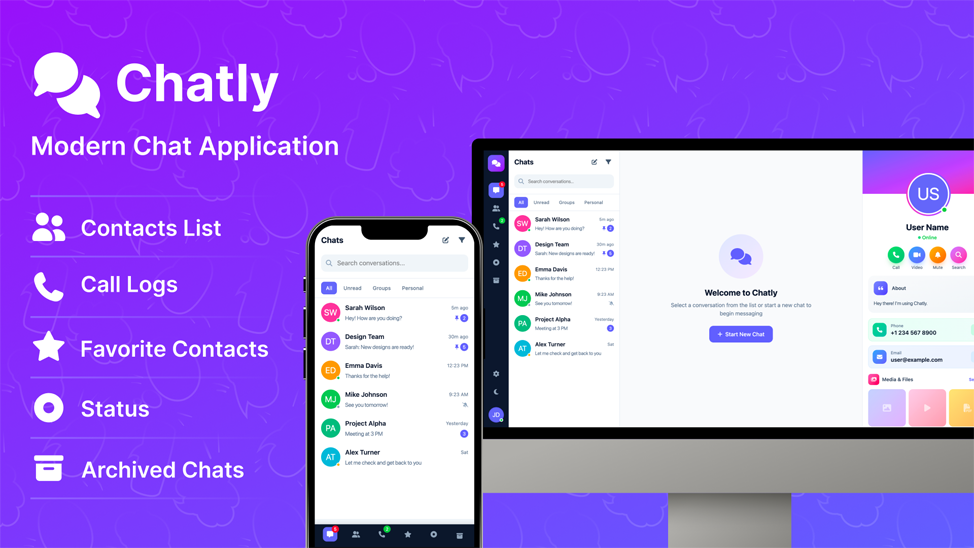 Chatly – Modern Chat Application HTML Template - Premium Template