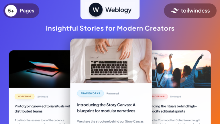 Weblogy – Modern Blog HTML Tailwind CSS Template - Premium Template