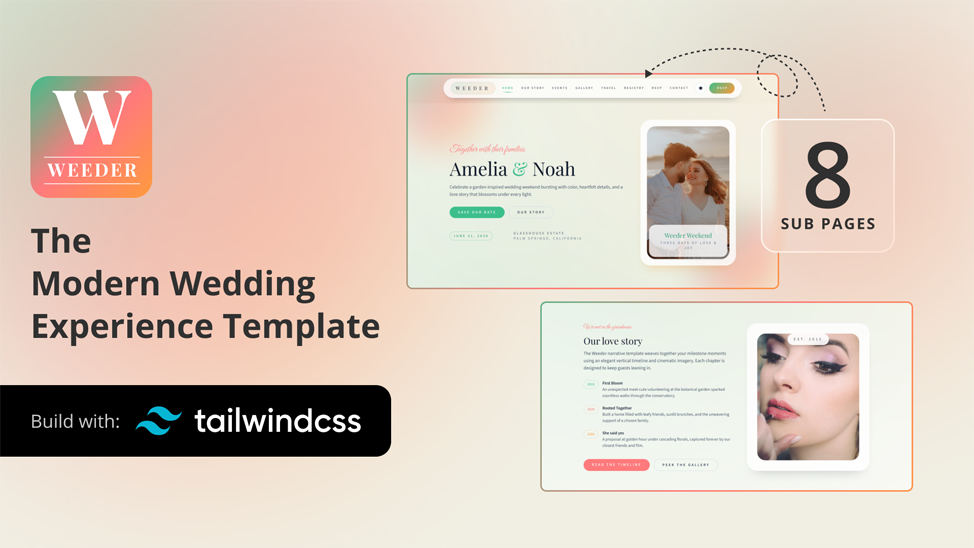 Weeder – Wedding & Event Tailwind CSS Template - Premium Template
