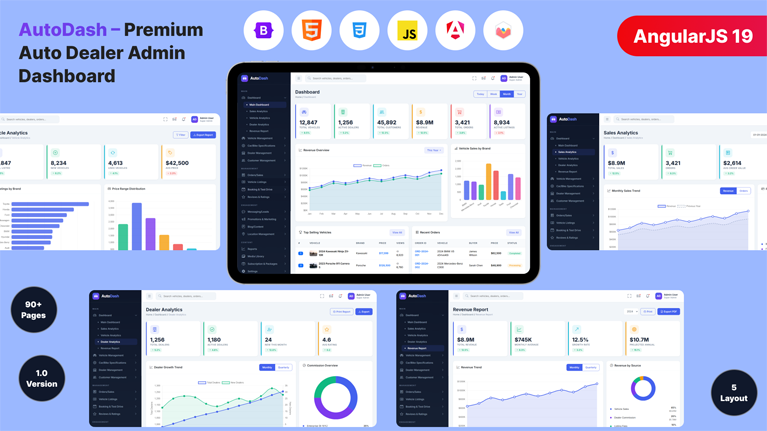 AutoDash – Premium AngularJS Auto Dealer Admin Dashboard Template - Premium Template