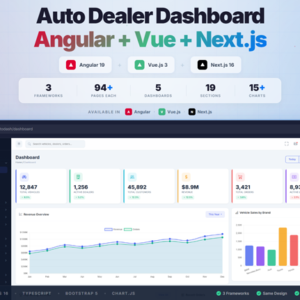 AutoDash - Premium Auto Dealer Admin Dashboard Bundle (Angular + Vue.js + Next.js)