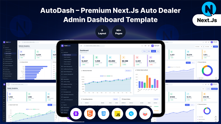 AutoDash – Premium Next.js Auto Dealer Admin Dashboard Template - Premium Template
