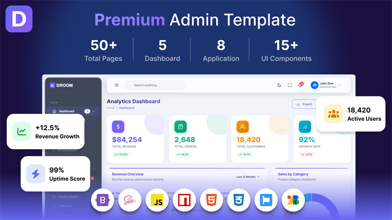 Droom – Bootstrap 5 Admin Dashboard Template - Premium Template
