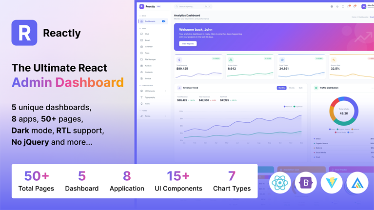 Reactly – Multipurpose React Admin Dashboard Template - Premium Template