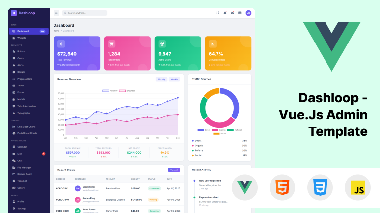 Dashloop – Premium Vue.js 3 Admin Dashboard Template - Premium Template