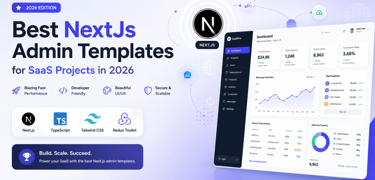 Best NextJs Admin Templates for SaaS Projects in 2026