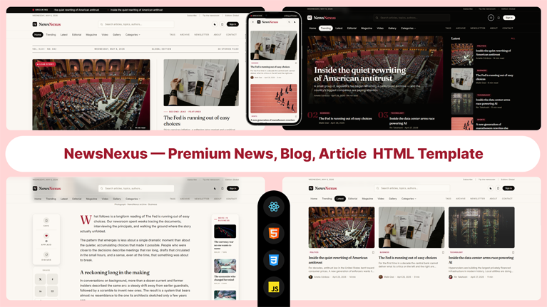 NewsNexus – Premium React News & Magazine Website Template - Premium Template