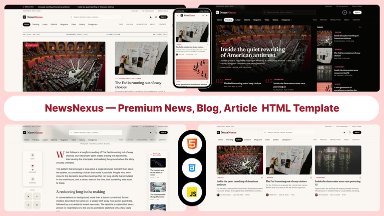 NewsNexus – Premium React News & Magazine Website Template - Premium Template