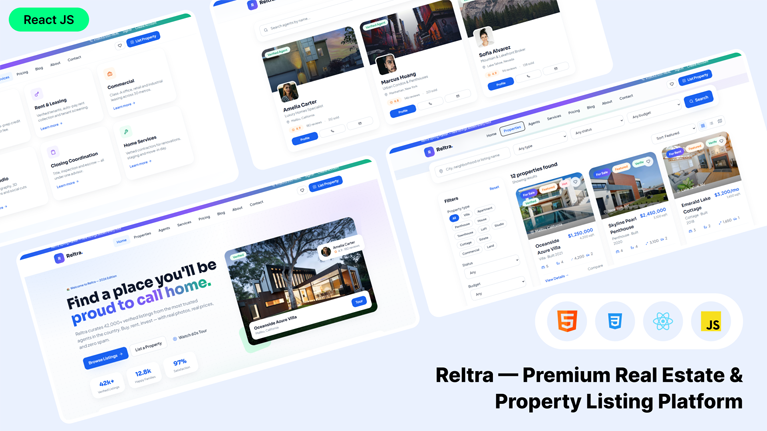 Reltra – Premium Real Estate & Property Listing React Template - Premium Template