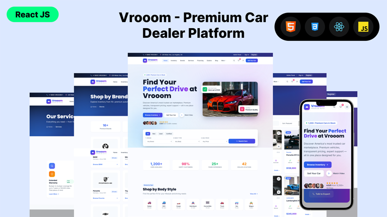 Vrooom – Premium Car Dealer & Listing React Template - Premium Template