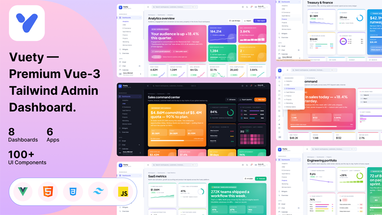 Vuety – Premium Vue 3 + Tailwind CSS Admin Dashboard Template
