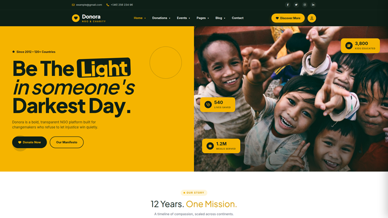 Donora – Editorial NGO, Charity & Donation HTML Template