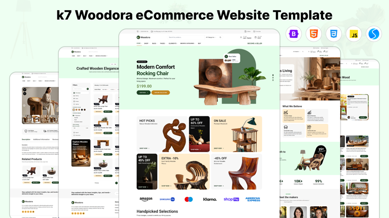K7Woodora – Handcrafted Wooden Furniture & Home Decor eCommerce HTML Template